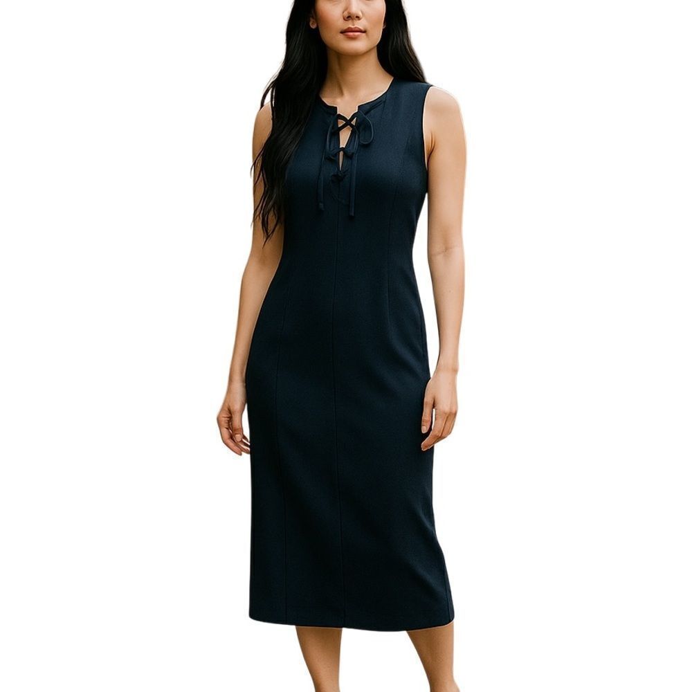 Lovely Day Midi Black Sleeveless Sheath Dress Sz Medium